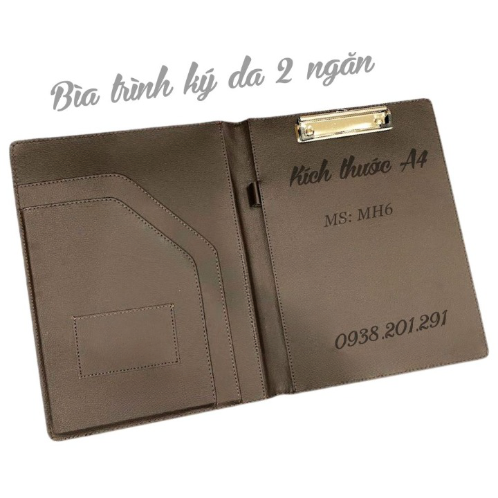 Bìa trình ký da đôi 2 ngăn MH6 dùng để kẹp tài liệu, hồ sơ, hợp đồng, báo cáo... Bìa trình ký da đôi 2 ngăn MH6 dùng để kẹp tài liệu, hồ sơ, hợp đồng, báo cáo...