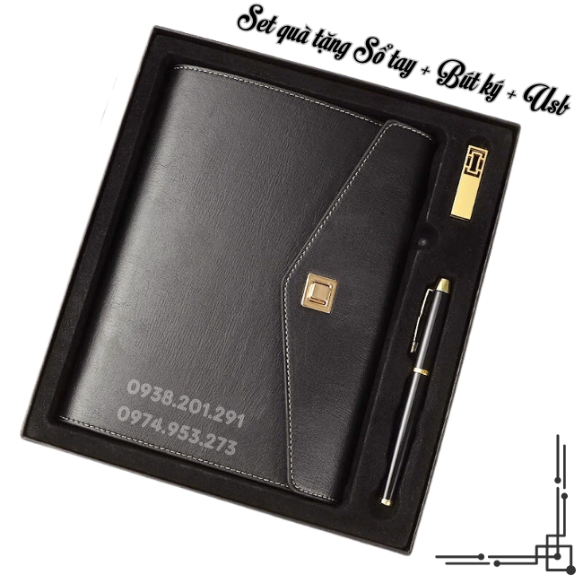 Bộ quà tặng 3 món sổ tay bút ký bình giữ nhiệt usb đẹp sang trọng cao cấp giá rẻ Bộ quà tặng 3 món sổ tay bút ký bình giữ nhiệt usb đẹp sang trọng cao cấp giá rẻ