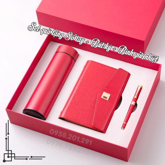 Bộ quà tặng 3 món sổ tay bút ký bình giữ nhiệt usb đẹp sang trọng cao cấp giá rẻ Bộ quà tặng 3 món sổ tay bút ký bình giữ nhiệt usb đẹp sang trọng cao cấp giá rẻ