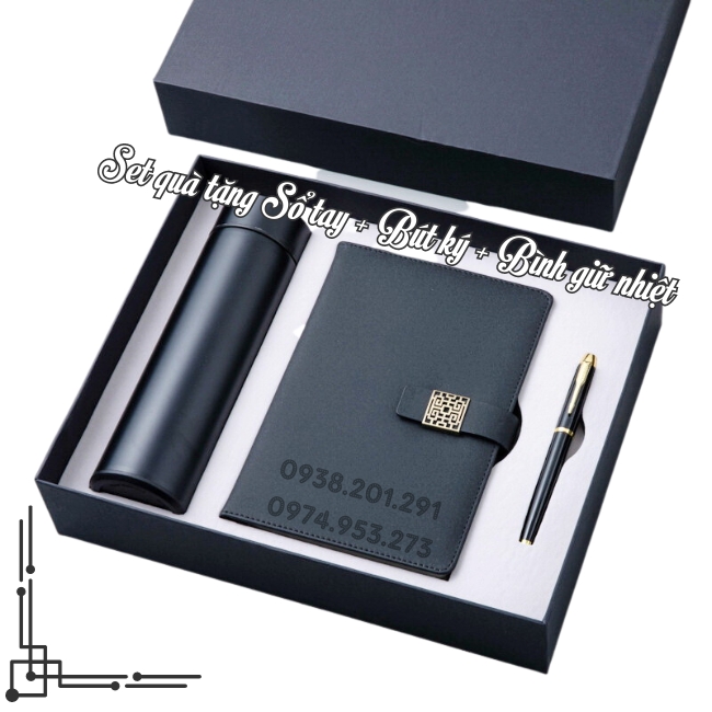 Bộ quà tặng 3 món sổ tay bút ký bình giữ nhiệt usb đẹp sang trọng cao cấp giá rẻ Bộ quà tặng 3 món sổ tay bút ký bình giữ nhiệt usb đẹp sang trọng cao cấp giá rẻ