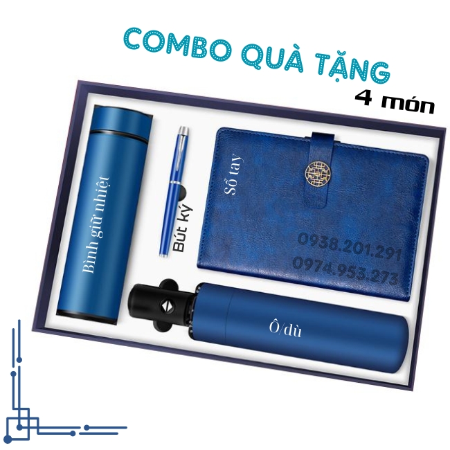 Bộ quà tặng 4 món sổ tay bút ký usb bình giữ nhiệt Bộ quà tặng 4 món sổ tay bút ký usb bình giữ nhiệt