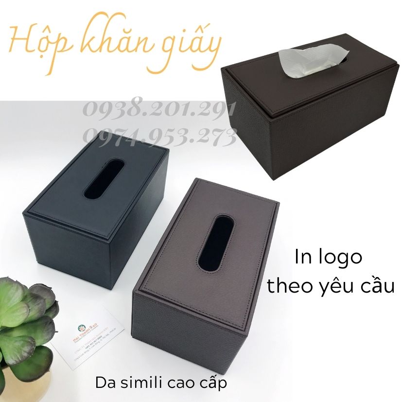 Hộp khăn giấy da simili nhà hàng khách sạn đẹp cao cấp in logo  Hộp khăn giấy da simili nhà hàng khách sạn đẹp cao cấp in logo