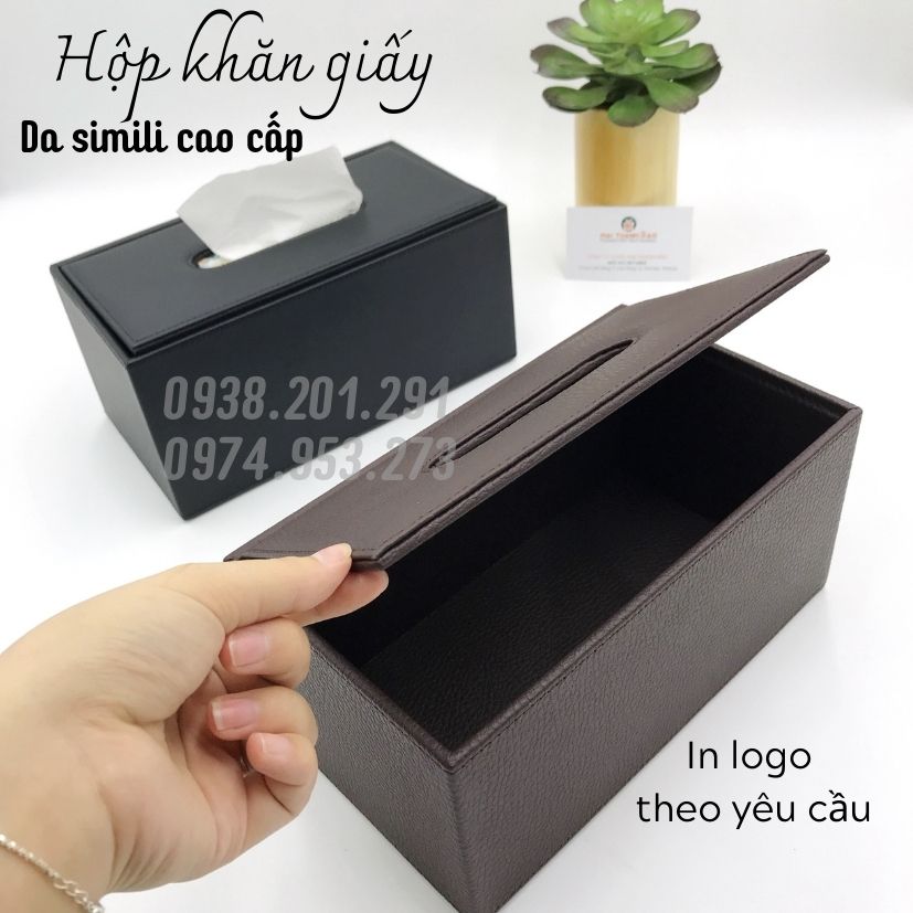 Hộp khăn giấy da simili nhà hàng khách sạn đẹp cao cấp in logo  Hộp khăn giấy da simili nhà hàng khách sạn đẹp cao cấp in logo