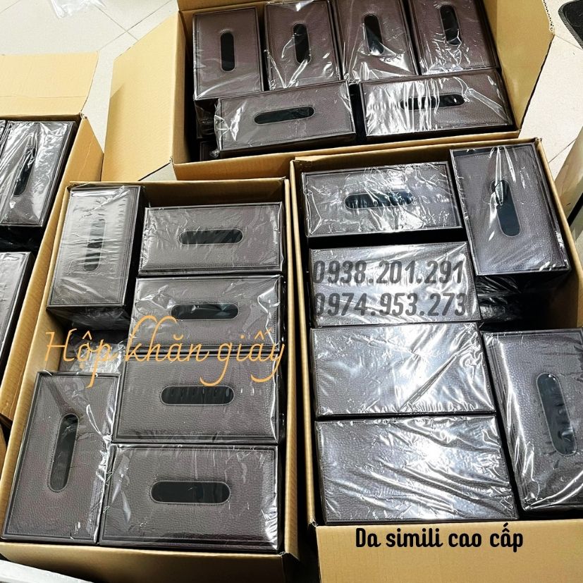 Hộp khăn giấy da simili nhà hàng khách sạn đẹp cao cấp in logo  Hộp khăn giấy da simili nhà hàng khách sạn đẹp cao cấp in logo