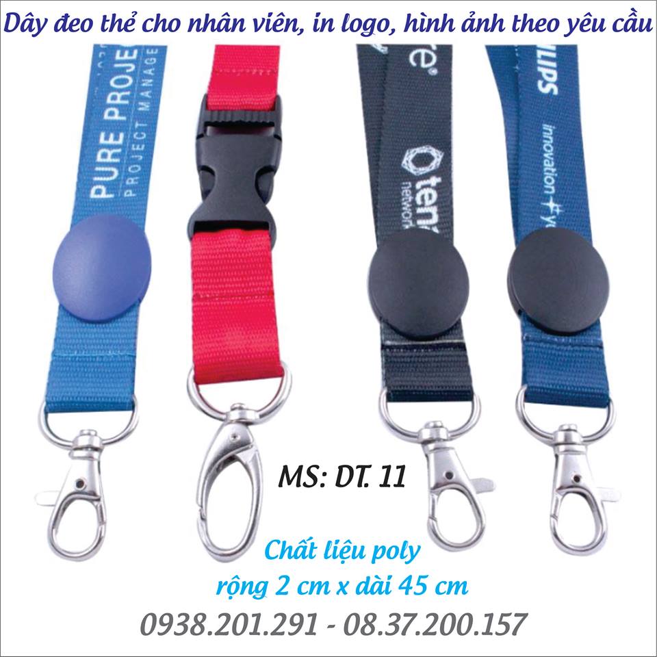 Dây đeo thẻ cho nhân viên in logo theo yêu cầu màu xanh đỏ đen vàng cam tím Dây đeo thẻ cho nhân viên in logo theo yêu cầu màu xanh đỏ đen vàng cam tím