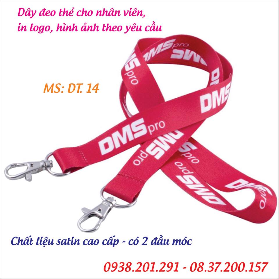 Dây đeo thẻ cho nhân viên in logo theo yêu cầu màu xanh đỏ đen vàng cam tím Dây đeo thẻ cho nhân viên in logo theo yêu cầu màu xanh đỏ đen vàng cam tím