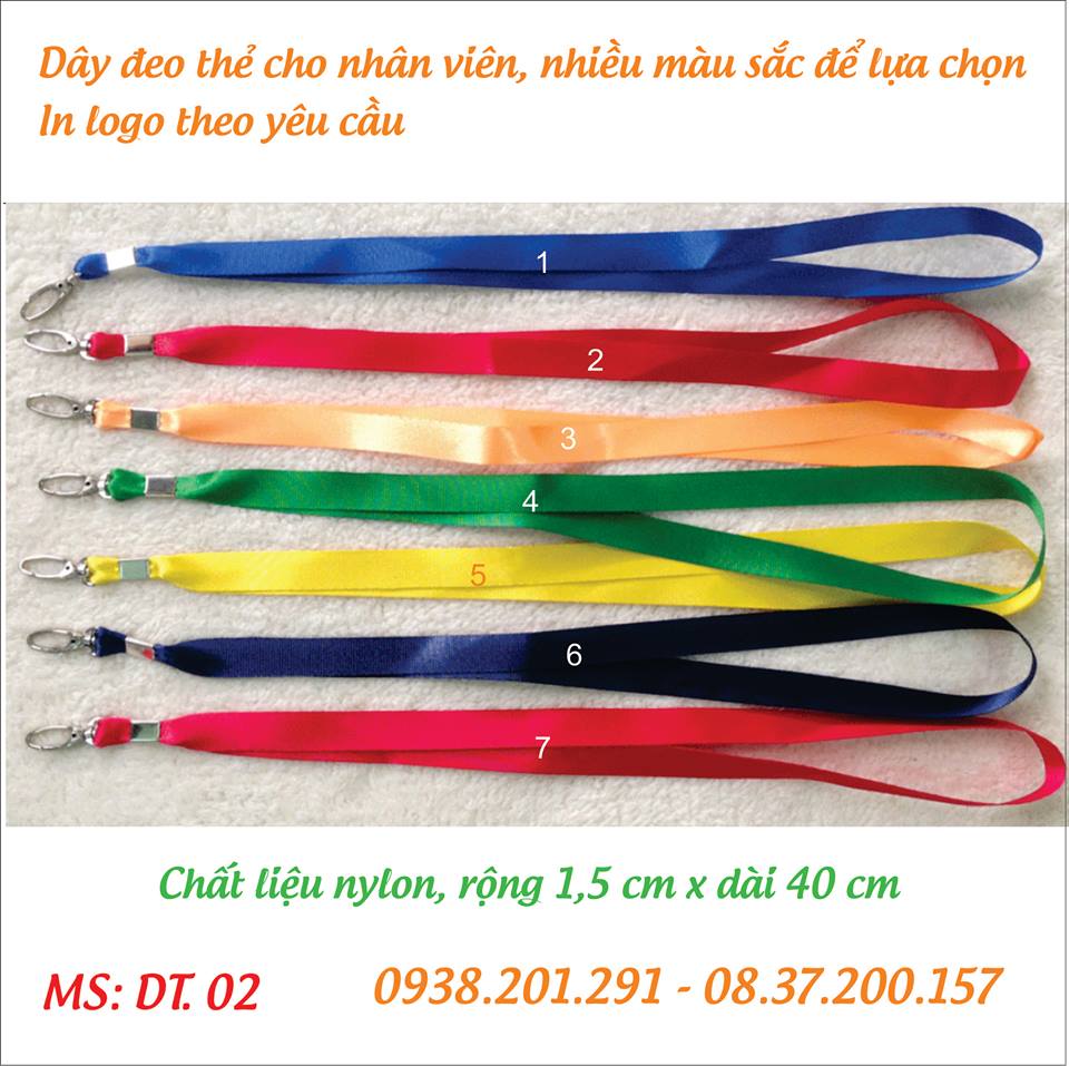 Dây đeo thẻ cho nhân viên in logo theo yêu cầu màu xanh đỏ đen vàng cam tím Dây đeo thẻ cho nhân viên in logo theo yêu cầu màu xanh đỏ đen vàng cam tím