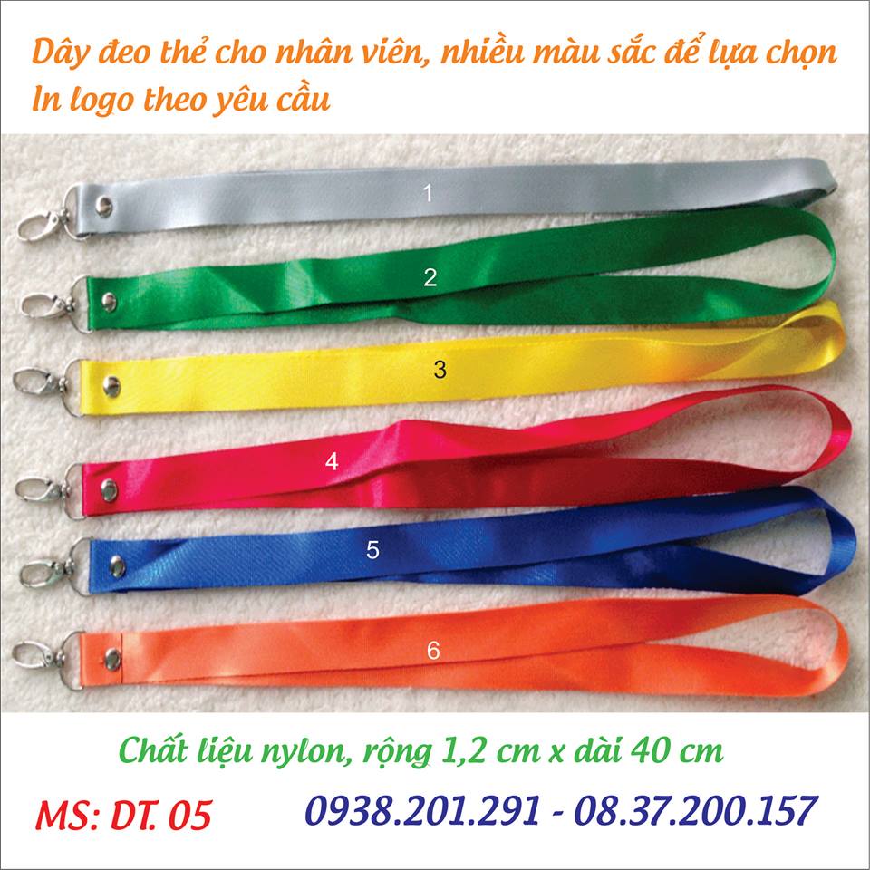 Dây đeo thẻ cho nhân viên in logo theo yêu cầu màu xanh đỏ đen vàng cam tím Dây đeo thẻ cho nhân viên in logo theo yêu cầu màu xanh đỏ đen vàng cam tím