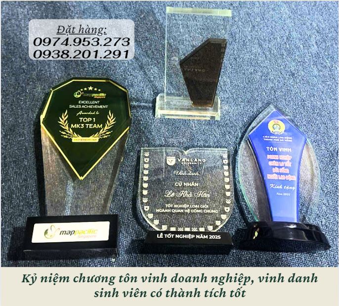 Kỷ niệm chương pha lê thuỷ tinh đẹp kiểu dáng độc đáo Kỷ niệm chương pha lê thuỷ tinh đẹp kiểu dáng độc đáo