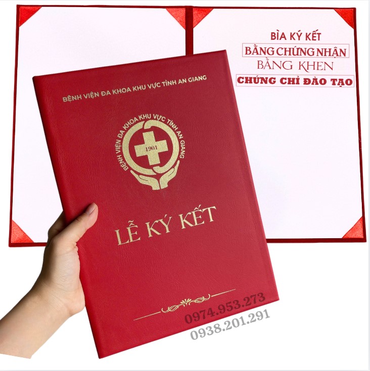 Mẫu bìa ký kết đẹp màu đỏ in logo lấy gấp Mẫu bìa ký kết đẹp màu đỏ in logo lấy gấp