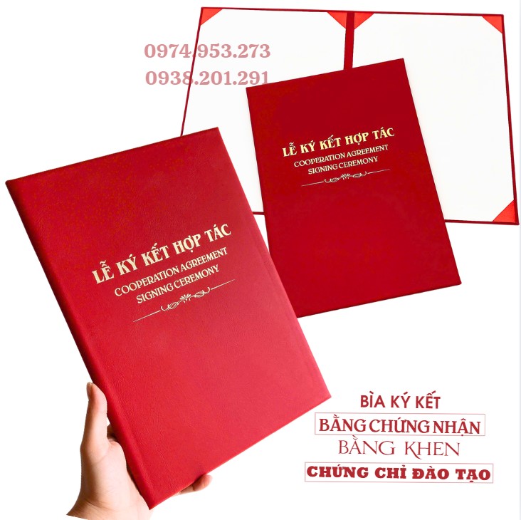 Mẫu bìa ký kết đẹp màu đỏ in logo lấy gấp Mẫu bìa ký kết đẹp màu đỏ in logo lấy gấp