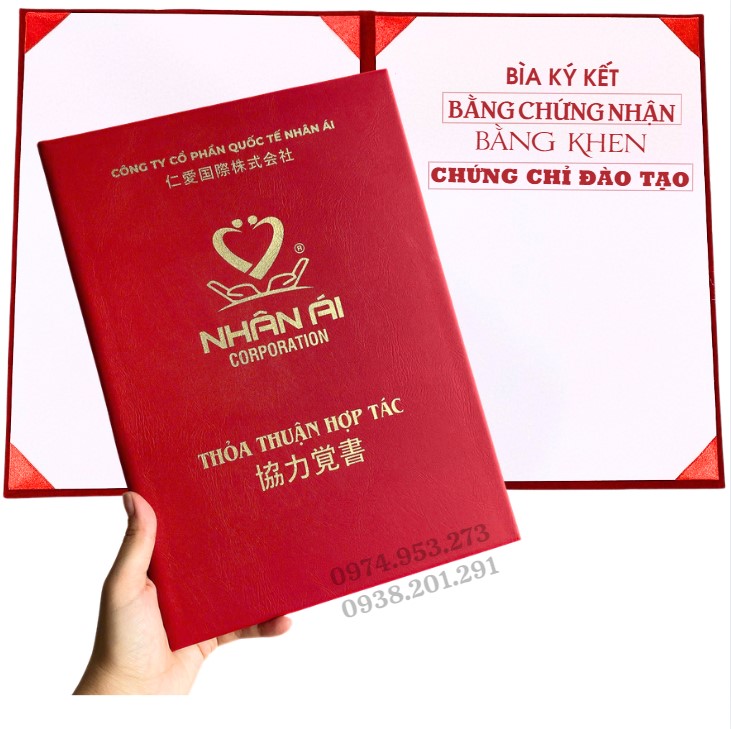 Mẫu bìa ký kết đẹp màu đỏ in logo lấy gấp Mẫu bìa ký kết đẹp màu đỏ in logo lấy gấp