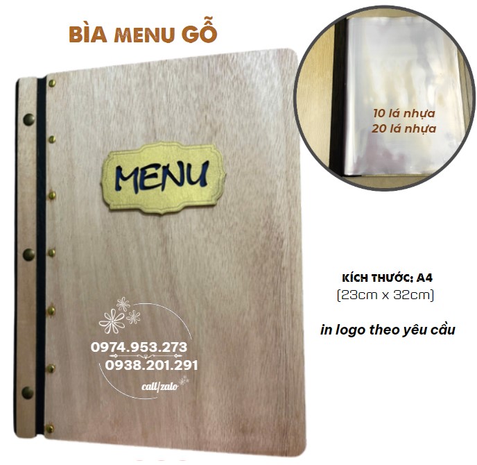 Menu bìa gỗ khắc logo tên nhà hàng quán cà phê khách sạn theo yêu cầu Menu bìa gỗ khắc logo tên nhà hàng quán cà phê khách sạn theo yêu cầu