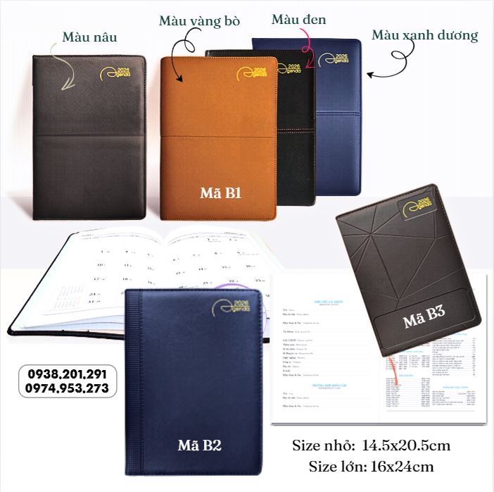 Sổ da in logo sổ tay quà tặng agenda 2026 Sổ da in logo sổ tay quà tặng agenda 2026