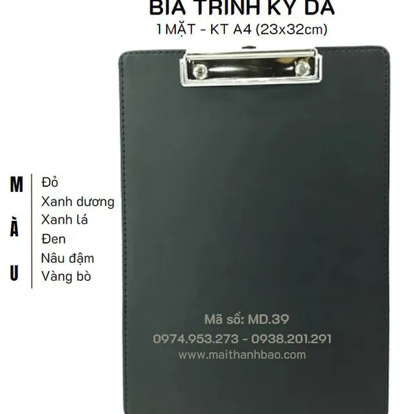 Bìa trình ký da A4 1 mặt