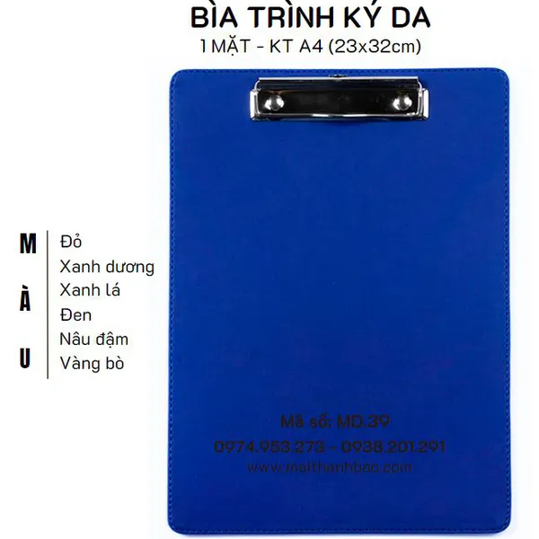 Bìa trình ký da A4 1 mặt