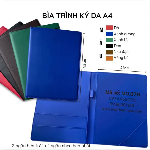 Bìa trình ký da A4 MD.37B chuyên nghiệp, tiện lợi cho mọi văn phòng