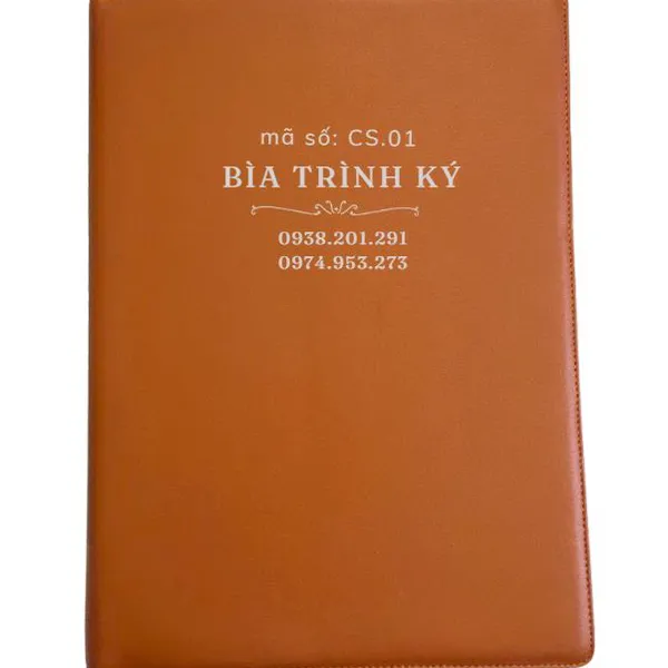 Bìa hồ sơ A4 dây kéo màu nâu bò mã CS.01