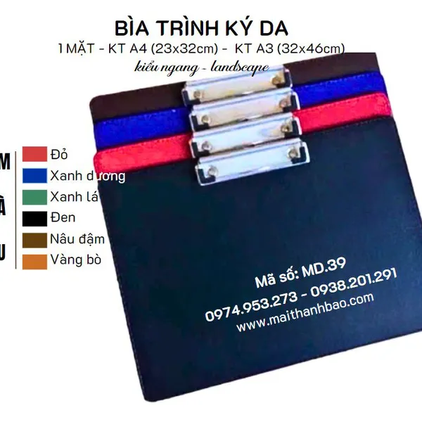 Bìa trình ký da A4 kiểu ngang