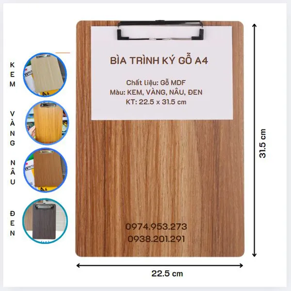 Bìa trình ký gỗ A4 A5 A6