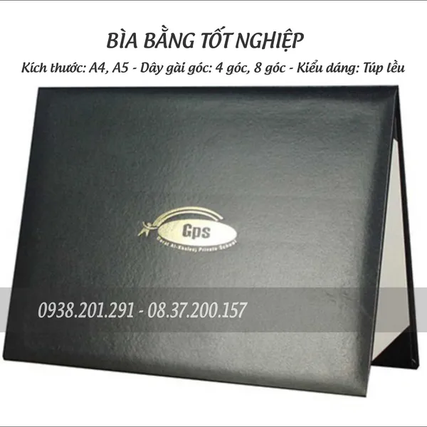 Bìa bằng tốt nghiệp màu đen mẫu túp lều 1 - BĐ 04