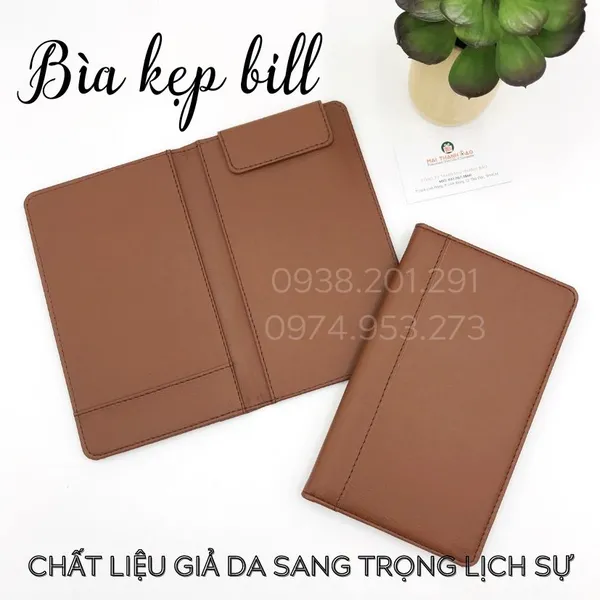 Bìa da kẹp bill tính tiền nhà hàng khách sạn cao cấp in logo