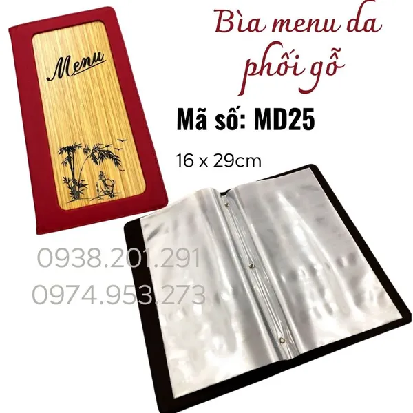Bìa Menu Da Simili Có Lá Nhựa Bên Trong Mã Số MD25
