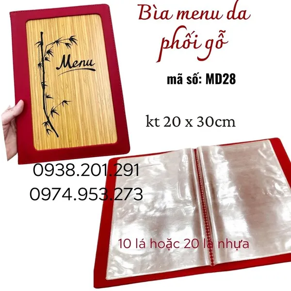 Bìa Menu Da Simili Có Lá Nhựa Bên Trong Mã Số MD28