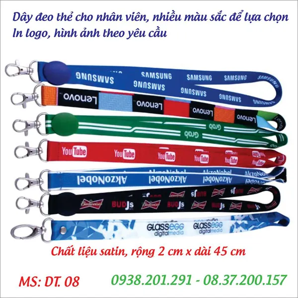 Dây đeo thẻ in logo công ty theo yêu cầu