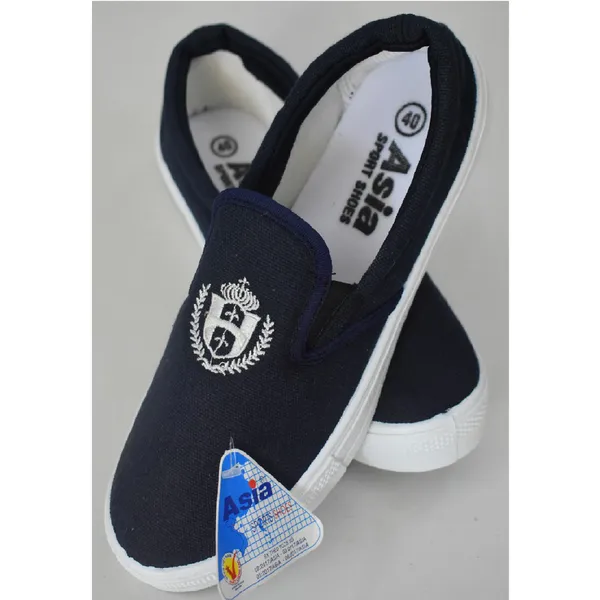 Giầy Asia nữ vải màu xanh thêu bông lúa W007 NQ