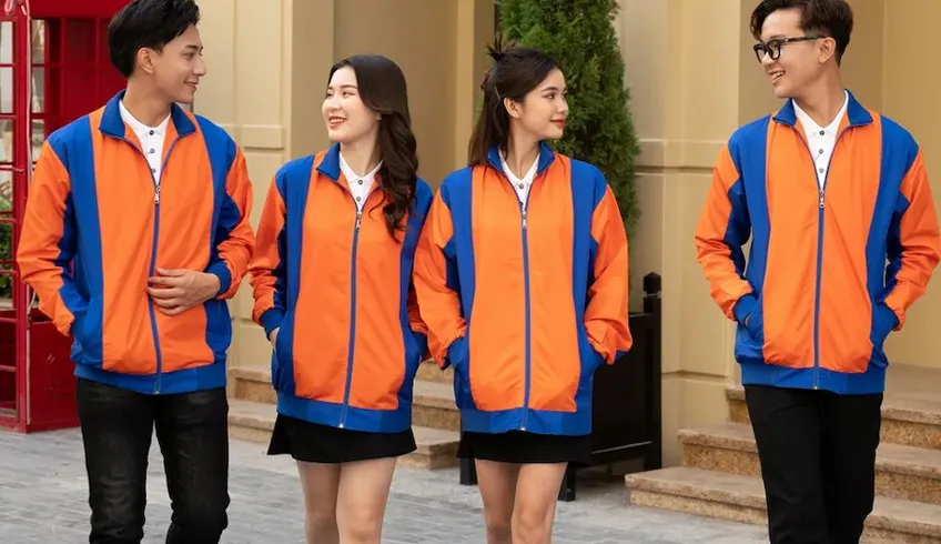 Áo gió đồng phục mẫu in may áo khoác gió công ty