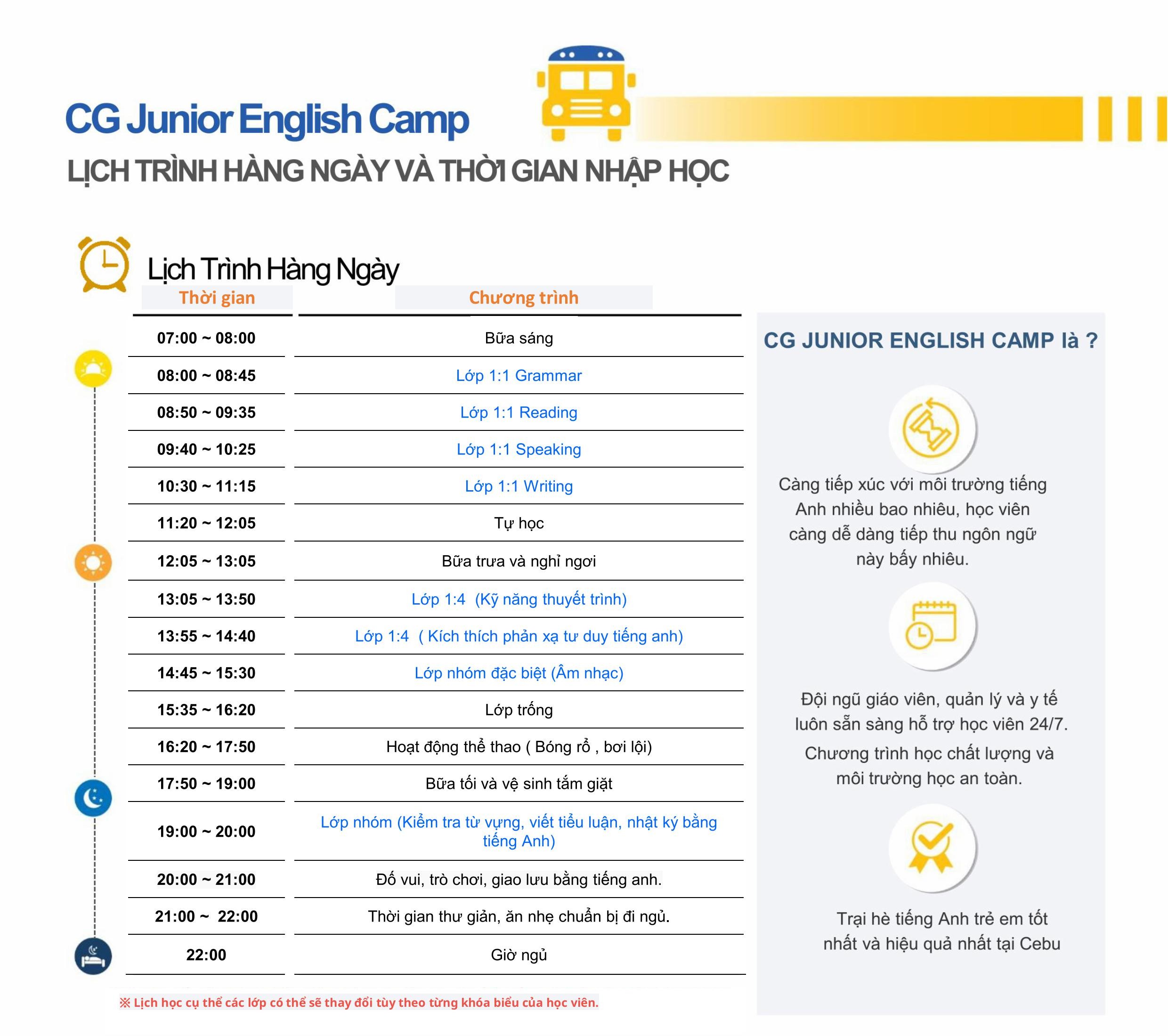 Lịch trình hằng ngày