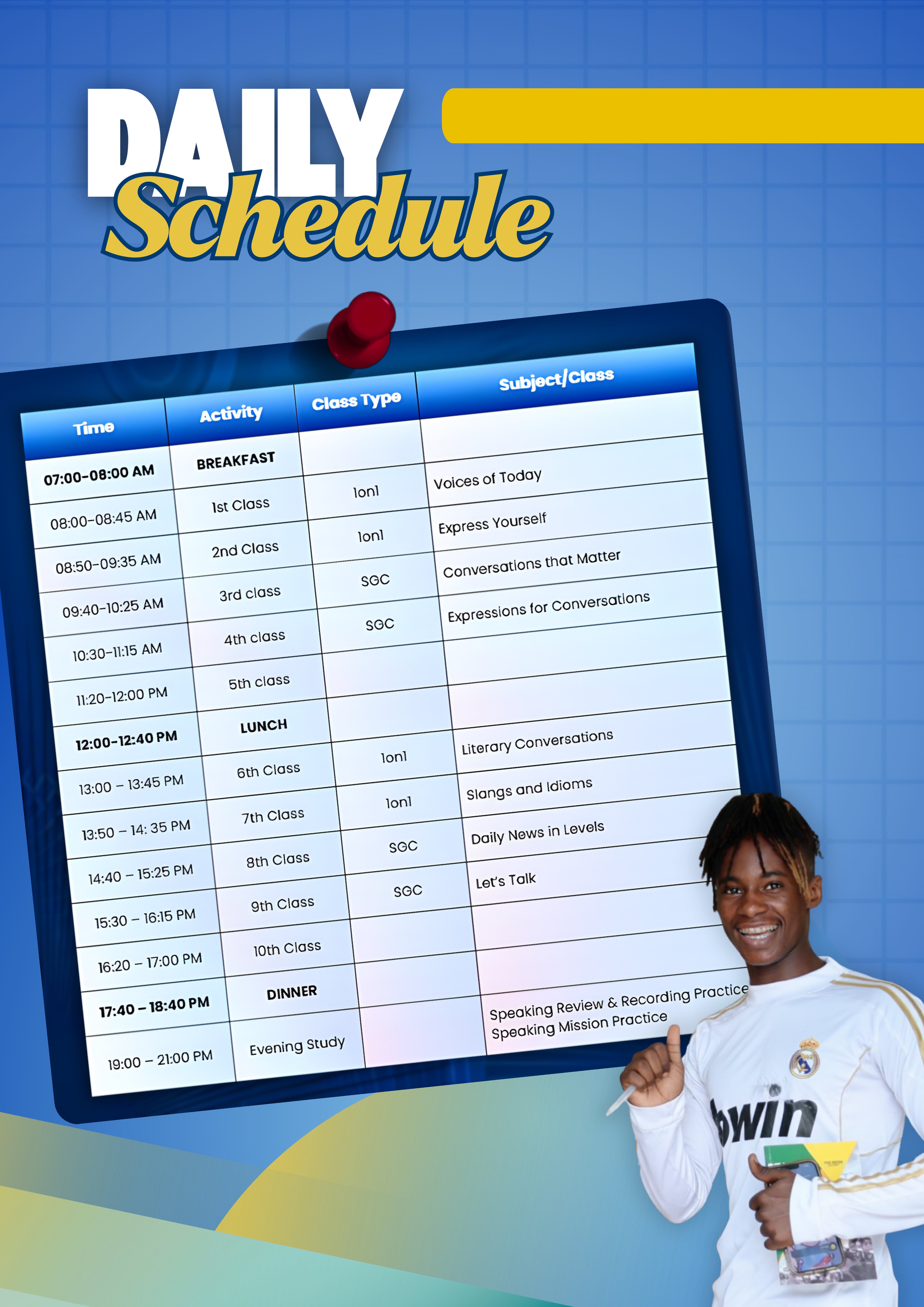 Thời khóa biểu khóa học Booster Speaking của Philinter