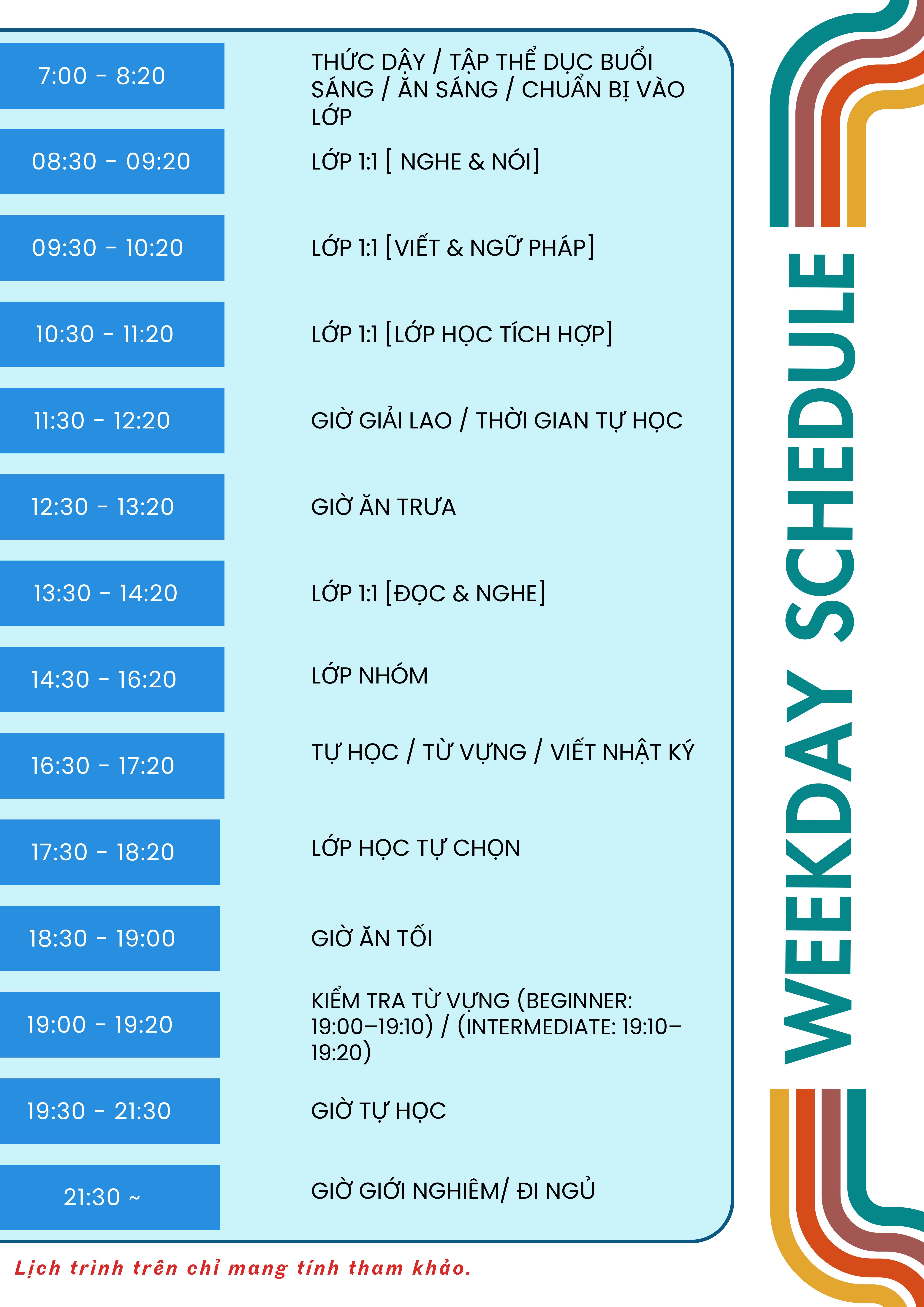 Thời khóa biểu hằng ngày