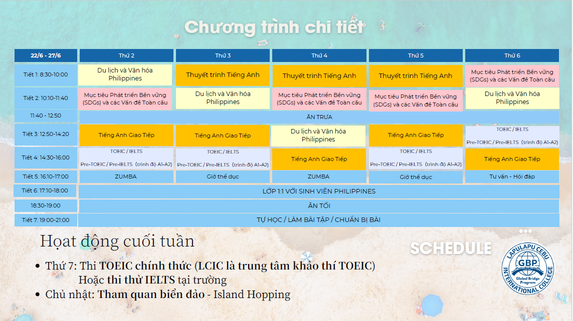 Chương trình chi tiết tuần 3