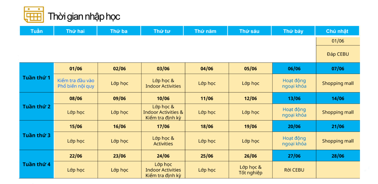 Thời gian nhập học