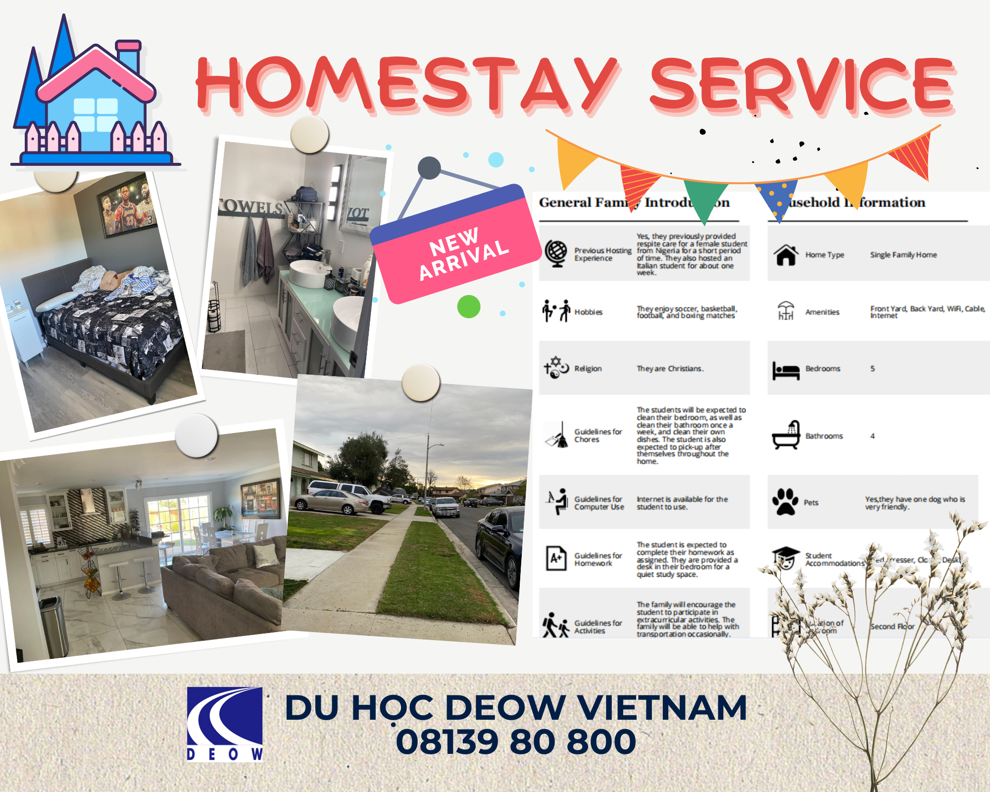 Dịch Vụ Tìm Nhà Gia Đình Bản Xứ - Du học DEOW Vietnam