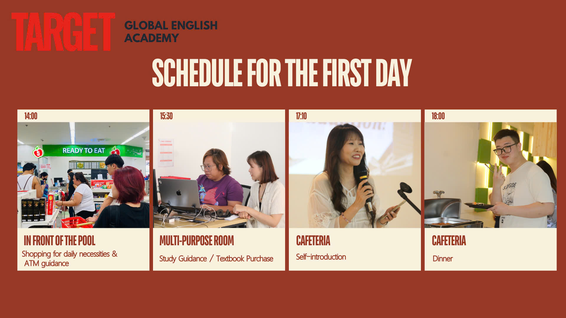 lịch trình ngày nhập học đầu tiên tại target