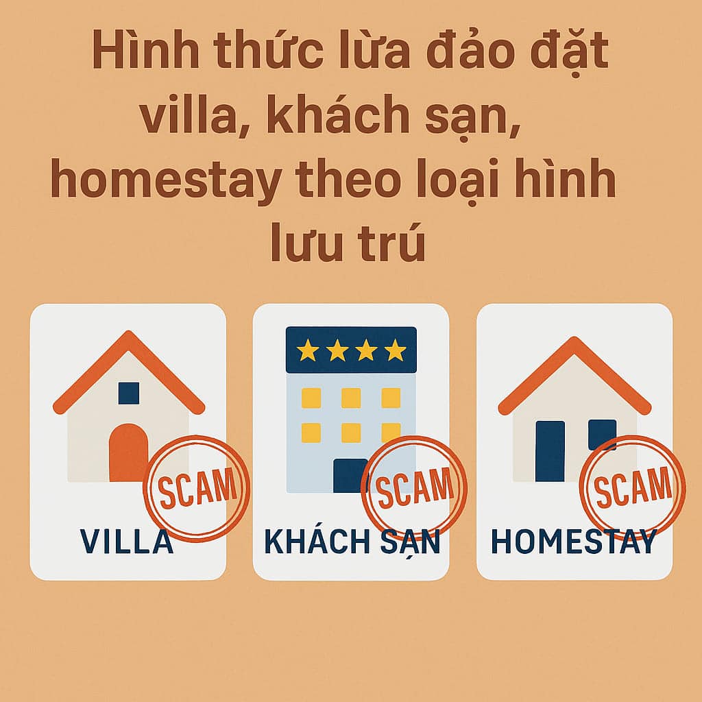 Hình thức lừa đảo đặt villa, khách sạn, homestay theo loại hình lưu trú Hình thức lừa đảo đặt villa, khách sạn, homestay theo loại hình lưu trú
