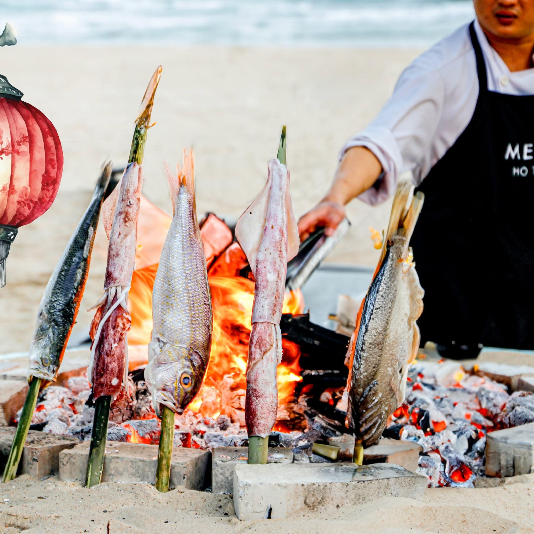 Đầu bếp nướng mực tại Melia Hồ Tràm resort Đầu bếp nướng mực tại Melia Hồ Tràm resort