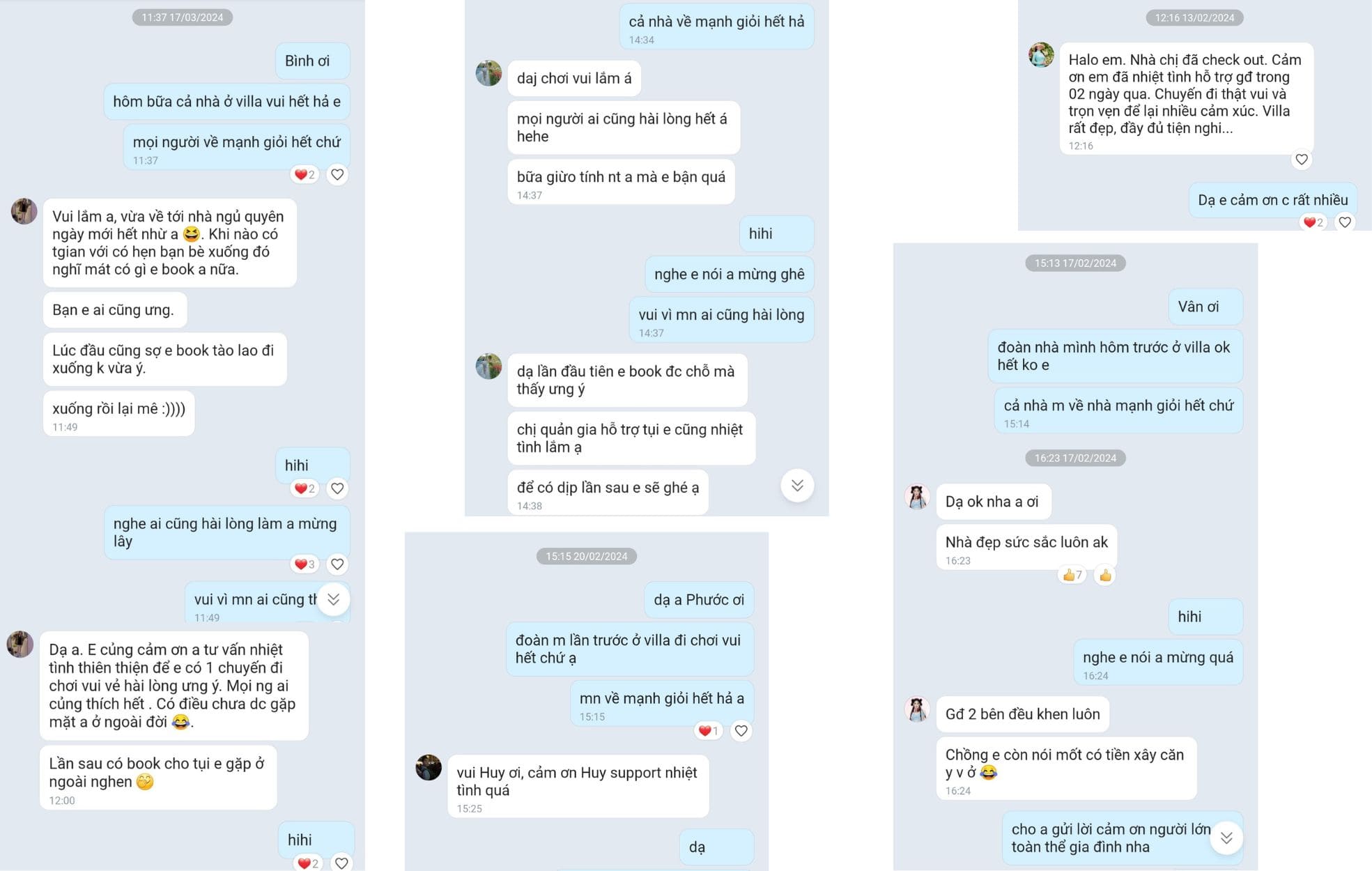 Khách lưu trú tại villa cho cảm nhận về dịch vụ của Huy Villa Khách lưu trú tại villa cho cảm nhận về dịch vụ của Huy Villa