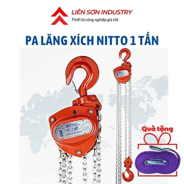 Pa lăng xích kéo tay 1 tấn NITTO