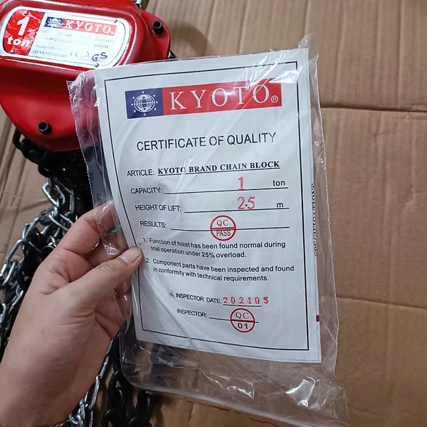 Pa lăng xích kéo tay 1 tấn Kyoto