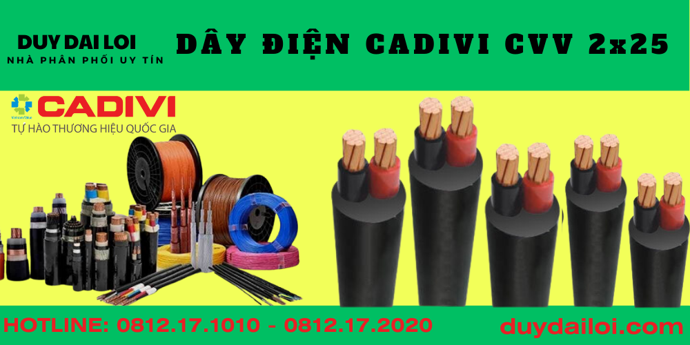Dây cáp điện cvv 2x25 CADIVI Dây cáp điện cvv 2x25 CADIVI