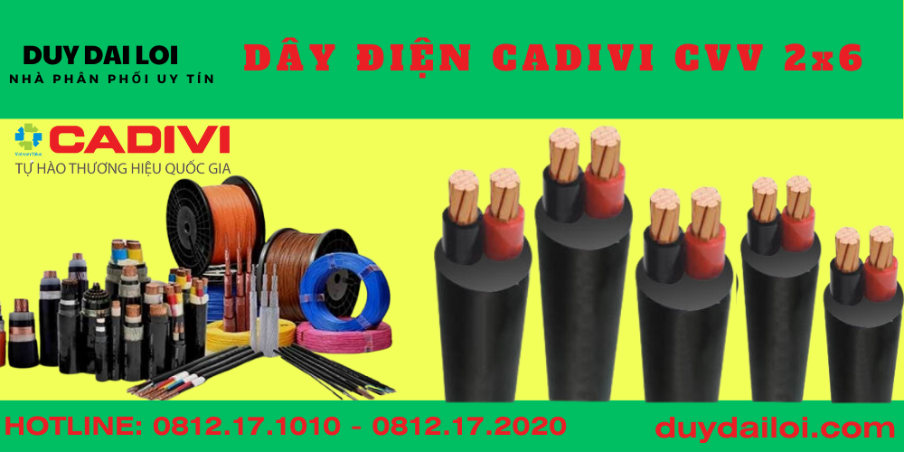 Dây cáp điện cvv 2X6 CADIVI Dây cáp điện cvv 2X6 CADIVI