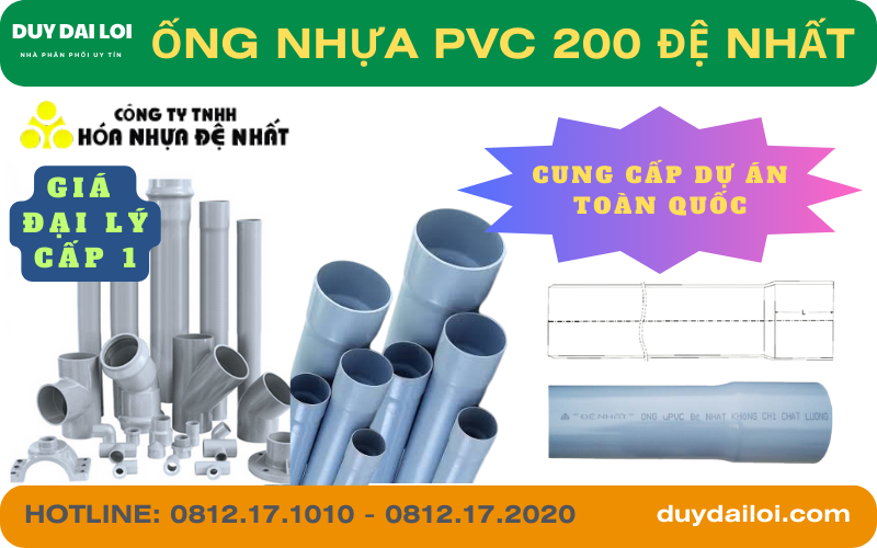Ống nhựa PVC 200 đệ nhất Ống nhựa PVC 200 đệ nhất