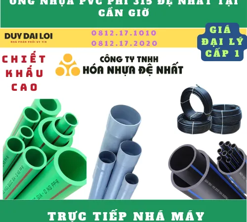 ỐNG NHỰA PVC PHI 315 ĐỆ NHẤT Ở CẦN GIỜ
