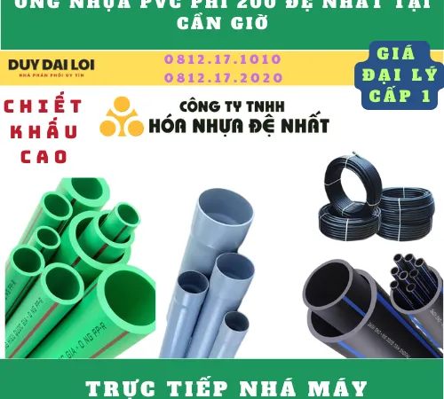 ỐNG NHỰA PVC PHI 200 ĐỆ NHẤT Ở CẦN GIỜ