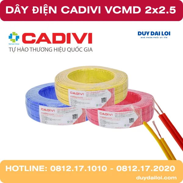 Dây điện cadivi Vcmd 2x2.5