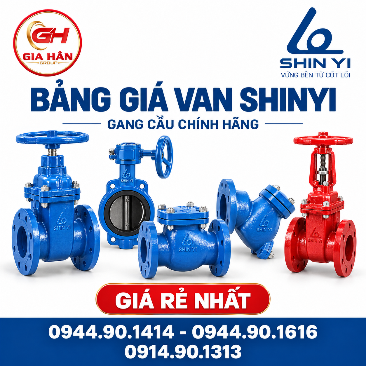 Tổng hợp các dòng van gang ShinYi chính hãng: van cổng, van bướm, van một chiều và khớp nối mềm